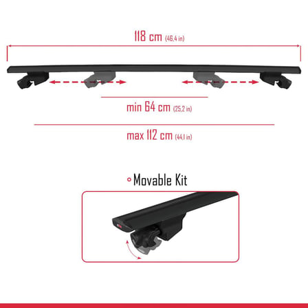 Hyundai IX35 2010-2015 Arası ile uyumlu HOOK Model Anahtar Kilitli Ara Atkı Tavan Barı SİYAH