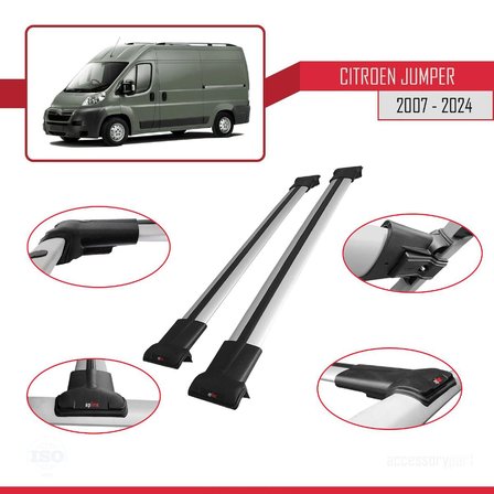 Citroen Jumper 2007 ve Sonrası ile Uyumlu FLY Model Ara Atkı Tavan Barı GRİ
