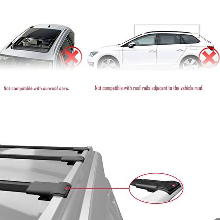 Dacia Logan MCV 2012-2020 Arası ile uyumlu FLY Model Ara Atkı Tavan Barı SİYAH 3 ADET BAR