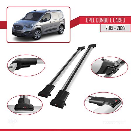 Opel Combo (E) PANELVAN 2019-2022 Arası ile Uyumlu FLY Model Ara Atkı Tavan Barı GRİ