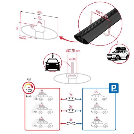 Toyota Hilux (AN130) 2015 ve Sonrası ile uyumlu ACE-4 Ara Atkı Tavan Barı SİYAH