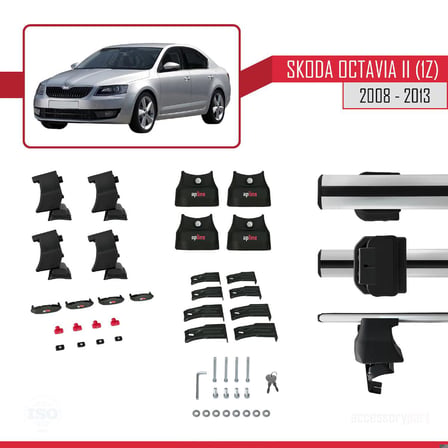 Skoda Octavia II (1Z) 2008-2013 Arası ile uyumlu ACE-4 Ara Atkı Tavan Barı GRİ