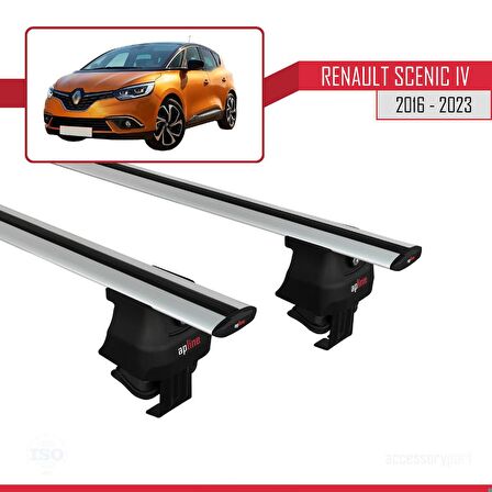 Renault Scenic IV 2016-2023 Arası ile uyumlu ACE-4 Ara Atkı Tavan Barı GRİ