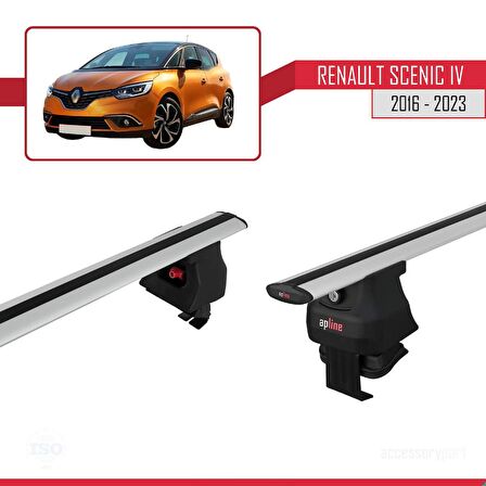 Renault Scenic IV 2016-2023 Arası ile uyumlu ACE-4 Ara Atkı Tavan Barı GRİ