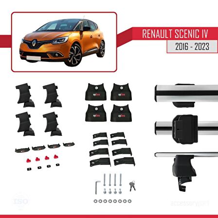 Renault Scenic IV 2016-2023 Arası ile uyumlu ACE-4 Ara Atkı Tavan Barı GRİ