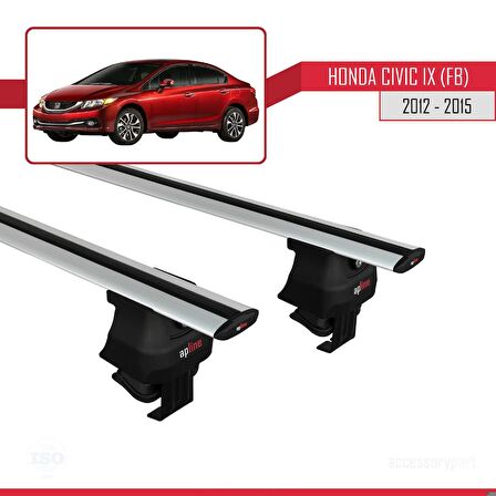 Honda Civic IX (FB) Sedan 2012-2015 Arası ile uyumlu ACE-4 Ara Atkı Tavan Barı GRİ