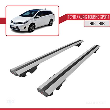 Toyota Auris Touring Sport 2013-2018 Arası ile uyumlu HOOK Model Anahtar Kilitli Ara Atkı Tavan Barı GRİ