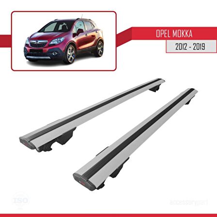 Opel Mokka 2012-2019 Arası ile uyumlu HOOK Model Anahtar Kilitli Ara Atkı Tavan Barı GRİ