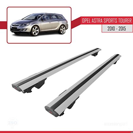 Opel Astra J SW / Estate 2010-2015 Arası ile uyumlu HOOK Model Anahtar Kilitli Ara Atkı Tavan Barı GRİ