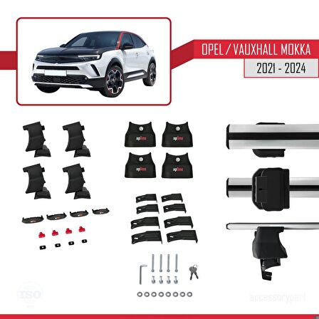 Opel / Vauxhall Mokka 2021 ve Sonrası ile uyumlu ACE-4 Ara Atkı Tavan Barı GRİ