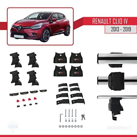 Renault Clio IV 2013-2019 Arası ile uyumlu ACE-4 Ara Atkı Tavan Barı GRİ
