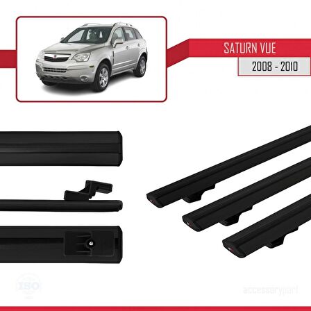 Saturn Vue Opel Antara 2008-2010 Arası ile uyumlu Basic Model Ara Atkı Tavan Barı SİYAH 3 ADET