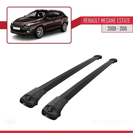Renault Megane GRANDTOUR 2009-2015 Arası ile uyumlu ACE-1 Ara Atkı Tavan Barı SİYAH