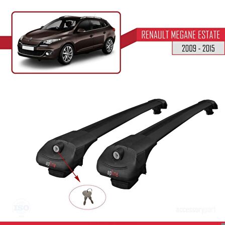 Renault Megane GRANDTOUR 2009-2015 Arası ile uyumlu ACE-1 Ara Atkı Tavan Barı SİYAH