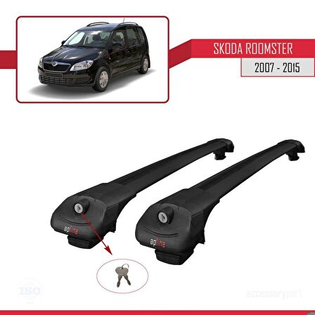 Skoda Roomster 2007-2015 Arası ile uyumlu ACE-1 Ara Atkı Tavan Barı SİYAH