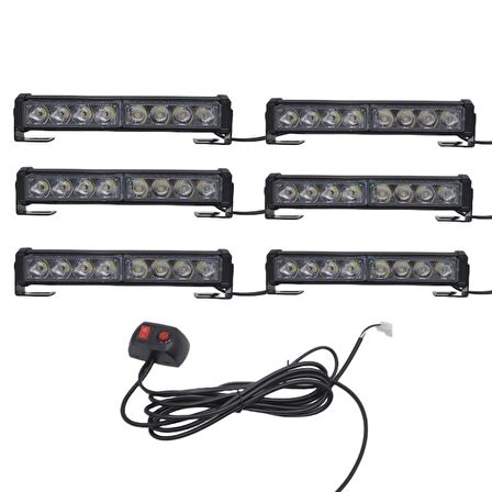 6'lı 48 led çakar lamba kırmızı-kırmızı 12-30V / LAPA545-3