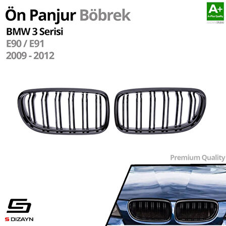 S-Dizayn Bmw 3 Serisi E90/E91 Ön Panjur Böbrek Parlak Siyah Piano Black M3 Model 2009-2012