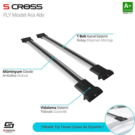 S-Dizayn Universal Fly Model Gri Ara Atkı 122 Cm A+ Kalite