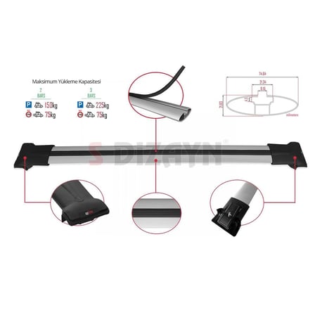S-Dizayn Universal Fly Model Gri Ara Atkı 122 Cm A+ Kalite