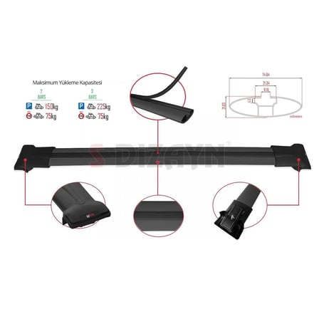 Universal Fly Model Siyah Ara Atkı 144 Cm A+ Kalite