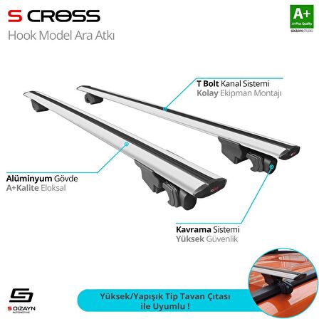 S-Dizayn Universal Hook Anahtarsız Model Gri Ara Atkı 160 Cm A+ Kalite