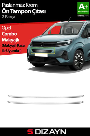 S-Dizayn Opel Combo Makyajlı Krom Ön Tampon Çıtası 2 Prç 2023 Üzeri A+ Kalite