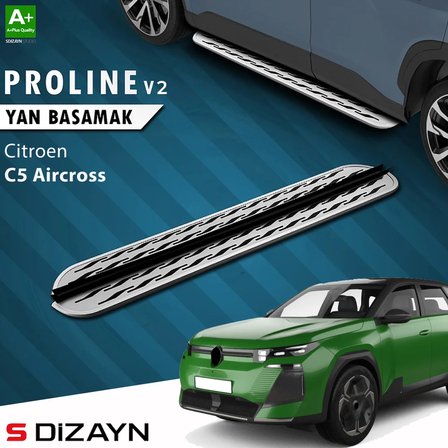 S-Dizayn Citroen C5 Aircross 2 Hybrid Benzinli OEM Still Pro V2 Aluminyum Yan Basamak 193 Cm 2025 Üzeri A+ Kalite