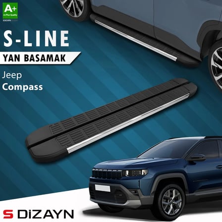 S-Dizayn Jeep Compass 3 S-Line Krom Yan Basamak 193 Cm 2025 Üzeri A+ Kalite