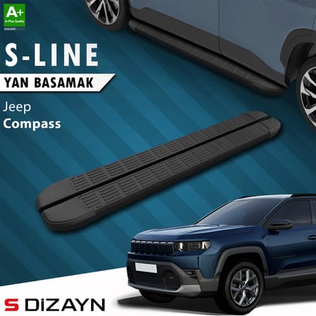 S-Dizayn Jeep Compass 3 S-Line Siyah Yan Basamak 193 Cm 2025 Üzeri A+ Kalite