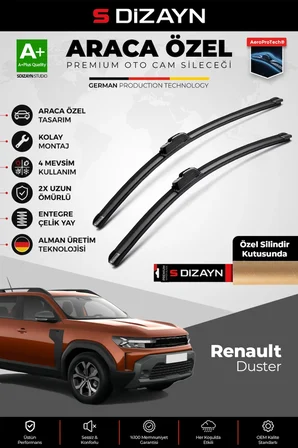 S-Dizayn Renault Duster Ön Cam Silecek Seti 2024 Üzeri Premium Araca Özel 60-45 Cm  A+ Kalite