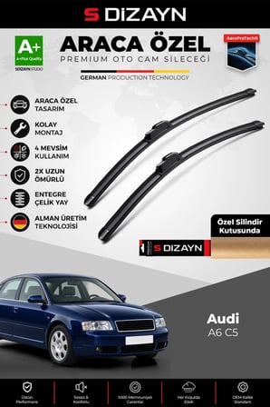 S-Dizayn Audi A6 C5, 4B Sedan Ön Cam Silecek Seti 1997-2001 Premium Araca Özel 55-53 Cm A+ Kalite AO