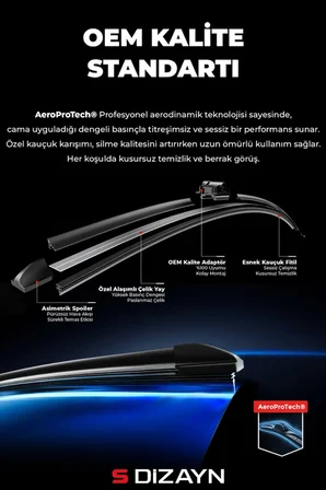 S-Dizayn Vw Tiguan 3 Ön Cam Silecek Seti 2024 Üzeri Premium Araca Özel 65-53 Cm  A+ Kalite
