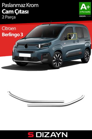 S-Dizayn Citroen Berlingo 3 Krom Cam Çıtası 2 Prç 2019 Üzeri A+ Kalite