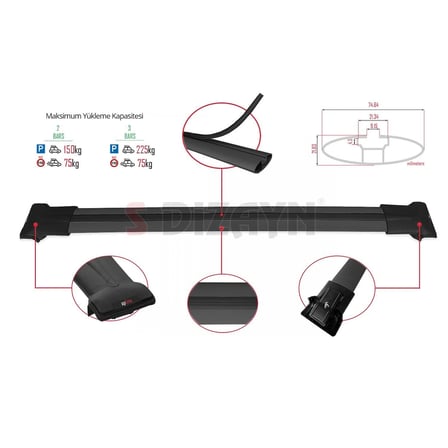Universal Fly Model Siyah Ara Atkı 144 Cm A+ Kalite