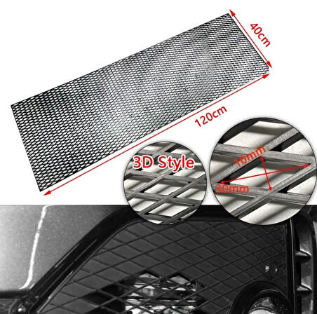 Audi Dizayn 3D Style ABS Plastik Panjur Teli 120x40 cm Siyah