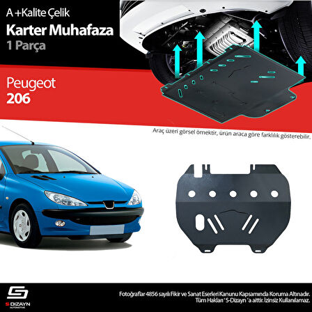 S-Dizayn Peugeot 206 Çelik Karter Muhafaza 1998-2013 A+ Kalite