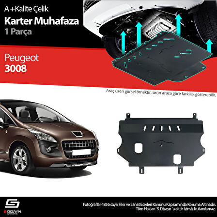 S-Dizayn Peugeot 3008 Çelik Karter Muhafaza 2009-2016 A+ Kalite