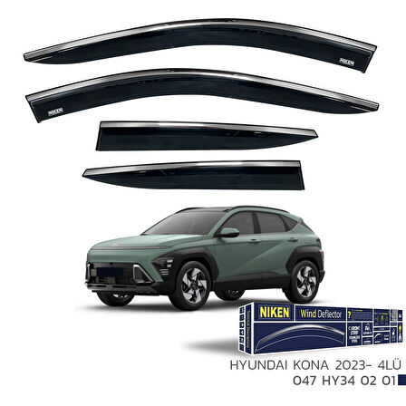 Niken Hyundai Uyumlu Kona 2023 Sonrası Kromlu Cam Rüzgarlığı 4Lü Parça