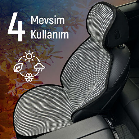 Seat Cordoba Uyumlu Koltuk Kılıfı Minder Çizgili Füme Beyaz 2+1 Ön Arka Set