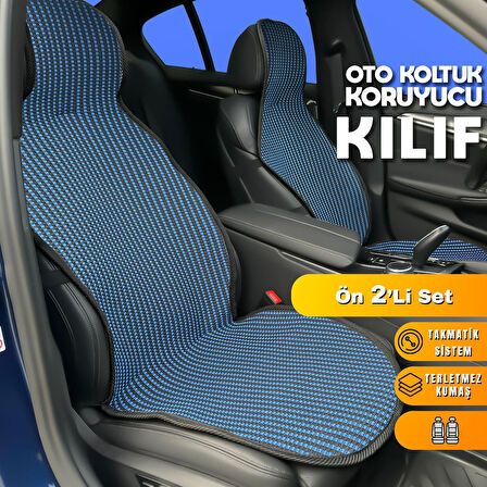 Citroen C5 Aircross Uyumlu Koltuk Kılıfı Minder Çizgili Siyah Mavi 2+1 Ön Arka Set