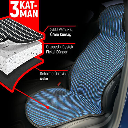 Volkswagen Golf 6 Uyumlu Koltuk Kılıfı Minder Çizgili Siyah Mavi 2+1 Ön Arka Set