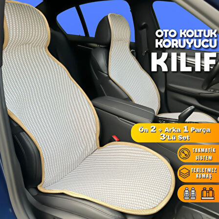 Toyota Corolla Cross Uyumlu Koltuk Kılıfı Minder Krem 2+1 Ön Arka Set