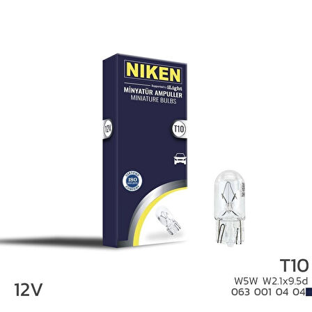 Niken 12V T10 Park Ampulü (W5W)W2.1X9.5D 10 LU