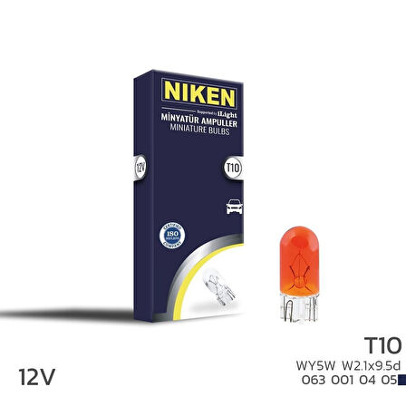 Niken 12V T10 Park Ampulü (W5W) Amber W2.1X9.5D 10 LU