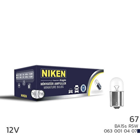 Niken 12V 67 Ampul (R5W) BA15S 10 LU