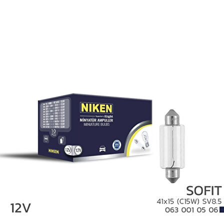 Niken 12V Sofit Ampul 41X15 (C15W) Sv8.5 10 LU