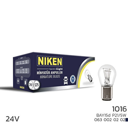 Niken 24V 1016 Ampul ŞT (P21/5W) BAY15D 10 LU