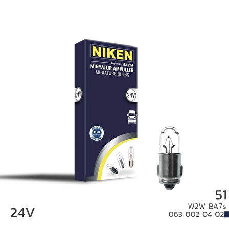 Niken 24V 51 Ampul (W2W) BA7S 10 LU