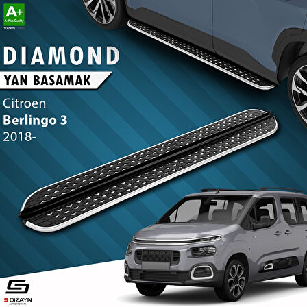 S-Dizayn Citroen Berlingo 3 Diamond Krom Yan Basamak 203 Cm 2018 Üzeri