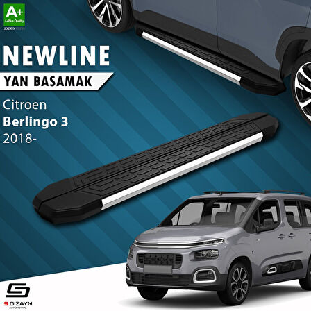 S-Dizayn Citroen Berlingo 3 Uzun Şase NewLine Krom Yan Basamak 213 Cm 2018 Üzeri A+ Kalite